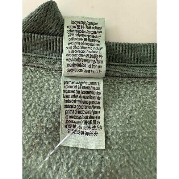 Victoria's Secret PINK Long Sleeve Pullover Fleece Green Crop Sweatshirt Size XL - Picture 7 of 10